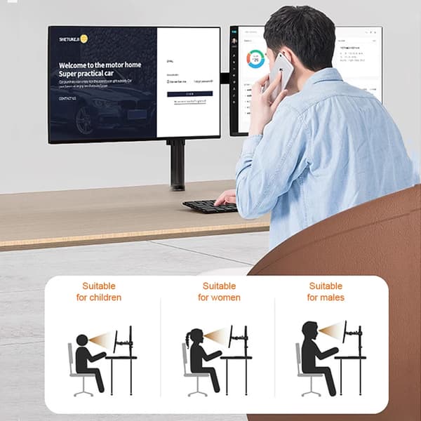 Monitorholder, Justerbar Arm, VESA Kompatibel,sort