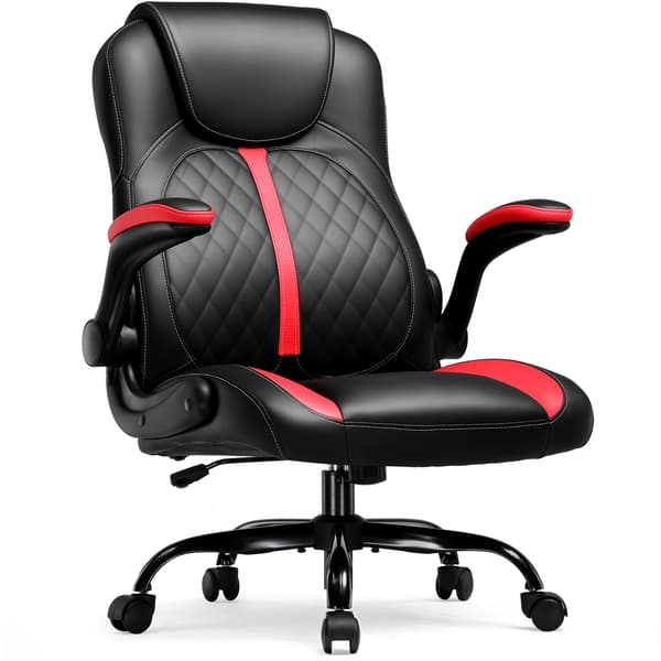 Gamingstol, Ergonomisk Design, Foldbare Armlæn, 50x56x112cm,Sort-Rød