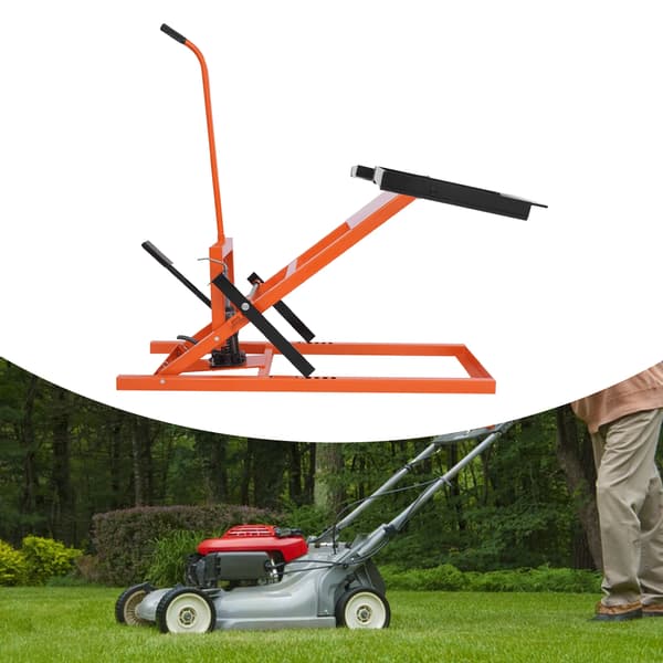 Gräsklipparlyft, 500 lbs kapacitet, justerbar lyfthöjd, Orange