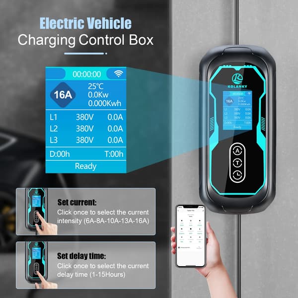 EV-laddare, Bärbar design, Flexibel timerfunktion,11KW 5M Typ2