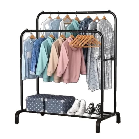 Kappeholder, Dobbelt-Skinne Design, Robust Jernkonstruktion,sort