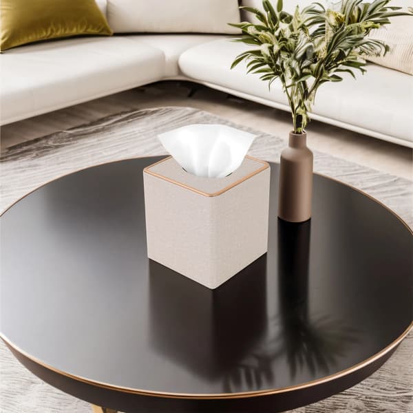 Vævsboksdæksel, Magnetisk Låg, Elegant Design,Off-white