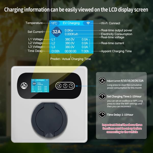 EV-laddstation, Smart kontroll, Justerbar ström,22KW APP Station