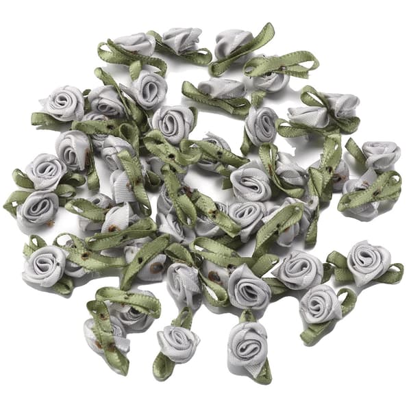Tygapplikationer, Mini Rosblomma Design, 50 Stycken,Grå