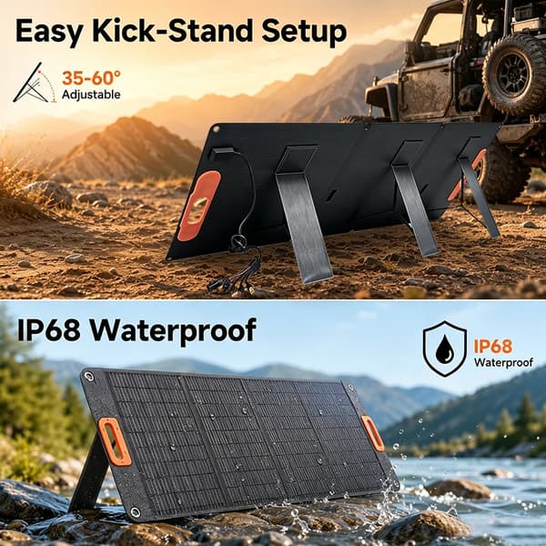 Solpanel, Vandtæt, Foldbart Design,200W, 200W-5-i-1 Kabel