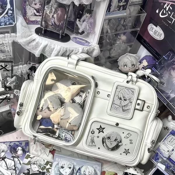 Tote Bag, Multi-lomme Design, Transparent Pung,HVID