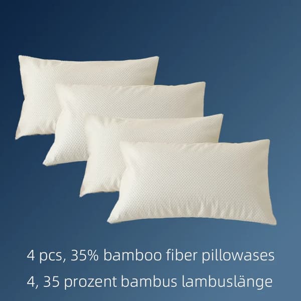 Örngott, 4-delarsset, mjukt polyester material,50x70cm, bambu fiber