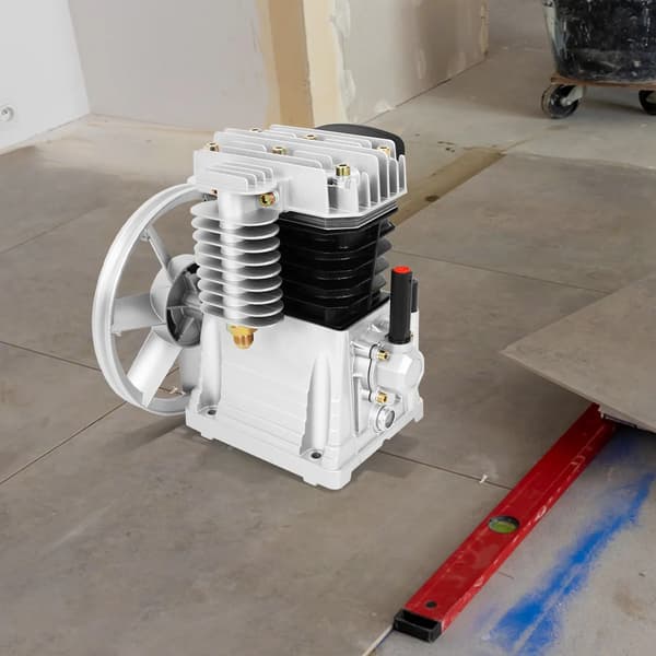 Luftkompressor Pumpe, 3HK Motor, Dobbeltcylinder Design,Sølv