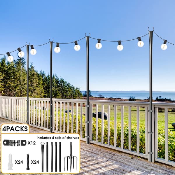 Stringljuspoler, Justerbar Höjd, Hållbar Stålstruktur,4PCS