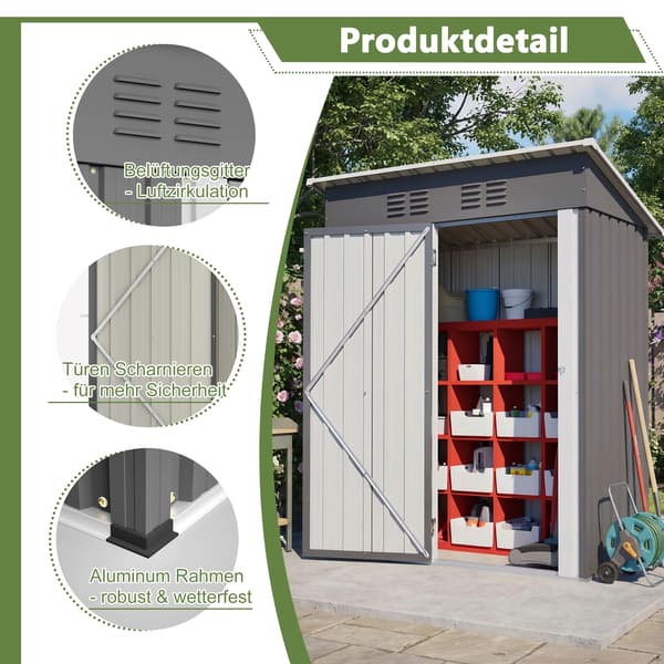 Trädgårdsförvaringsskåp, Låsbar Dörr, Väderbeständig Design,GRÅ