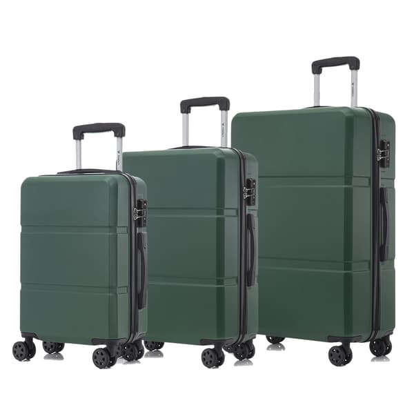 Resväska Set, Hållbart ABS Material, TSA Lås,Mörkgrön (20+24+28 tum)