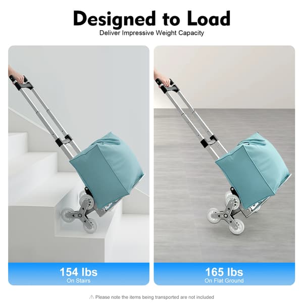 Trappeklatrende håndvogn, sammenfoldelig design, 6 hjul,Sølv Sort