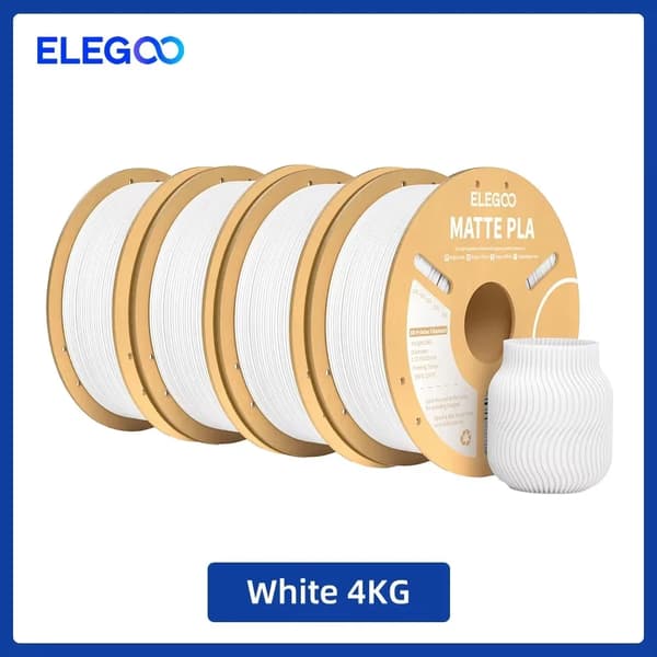 PLA Filament, Matt Finish, 1kg Spool, White 4kg
