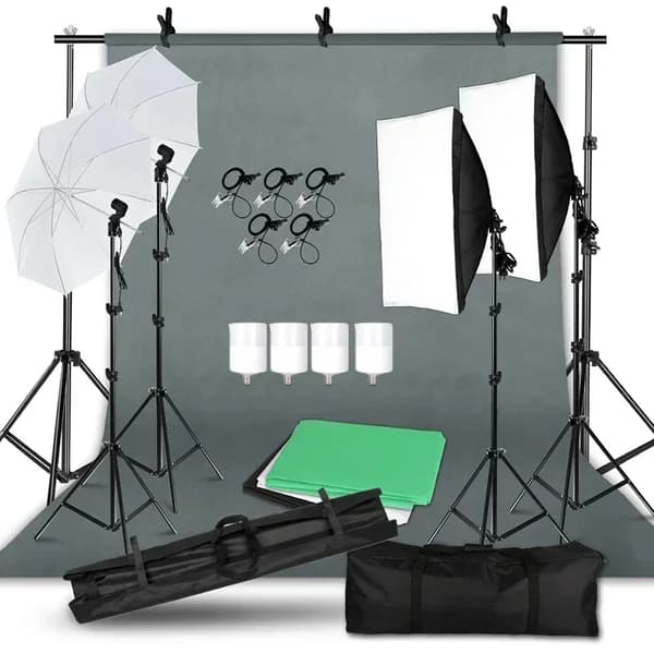 Softbox belysningskit, flere baggrunde, nem opsætning,Foto Studio Kit 53
