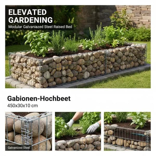 Planter, Hævet Design, Holdbart Galvaniseret Stål,hær grøn