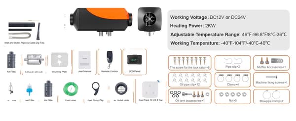 Dieselilma Lämmittimen, Bluetooth-ohjaus, Nopea Lämmitys,2KW