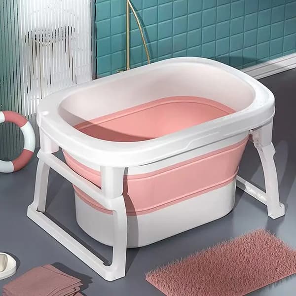 Babybad, Foldbart Design, Hurtig Dræningsfunktion,Pink
