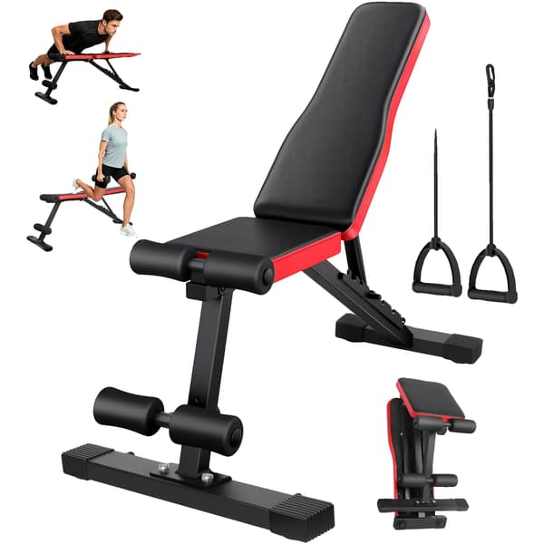 Justerbar Håndvægtsbænk, Ergonomisk Design, Multi-Position Støtte,Sort Rød