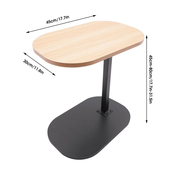 Sido Bord, C-formad Design, Justerbar Höjd,2 Trä