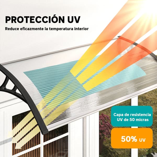 Udendørs Markise, Polycarbonat Materiale, UV Beskyttelse,110X60X18 cm, MULTI