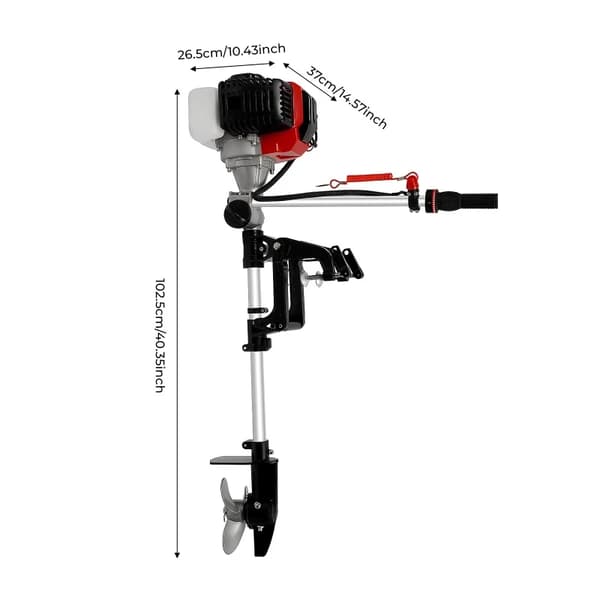 Påhængsmotor, 2-takts motor, luftkølesystem,sort