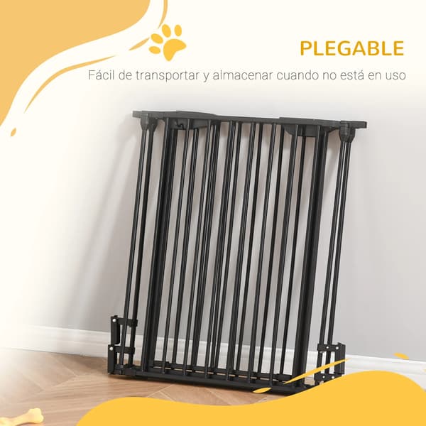 Hundebarriere, Smart Lock Sikkerhed, 3-panel Design,180X74.5 cm, sort