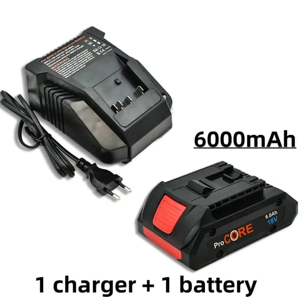 Erstatningsbatteri, 18V Lithium Ion, 6000mAh kapacitet,6.0Ah 1stk Oplader 1p