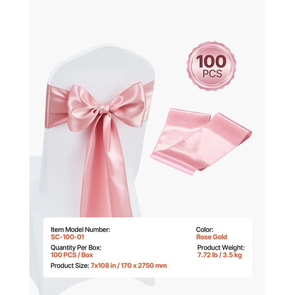 Satinstolar, Elegant Utseende, Mångsidig Passform,100pcs Roséguld