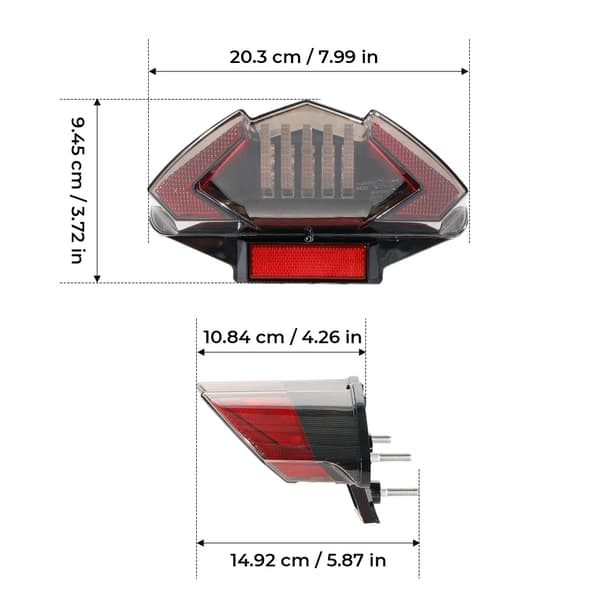 Baglygter, LED, Integreret Blinklys,sort