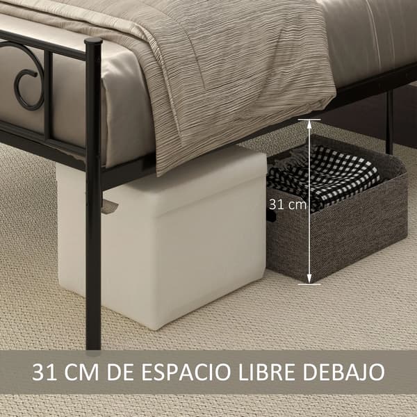 Enkelt Sengebund, Metal Konstruktion, Moderne Design,sort, Enkelt