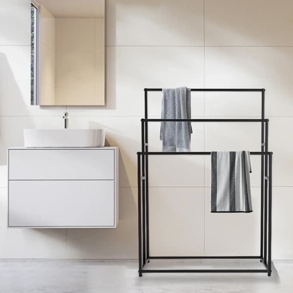 Håndklædeholder, 3-lags design, robust konstruktion,sort