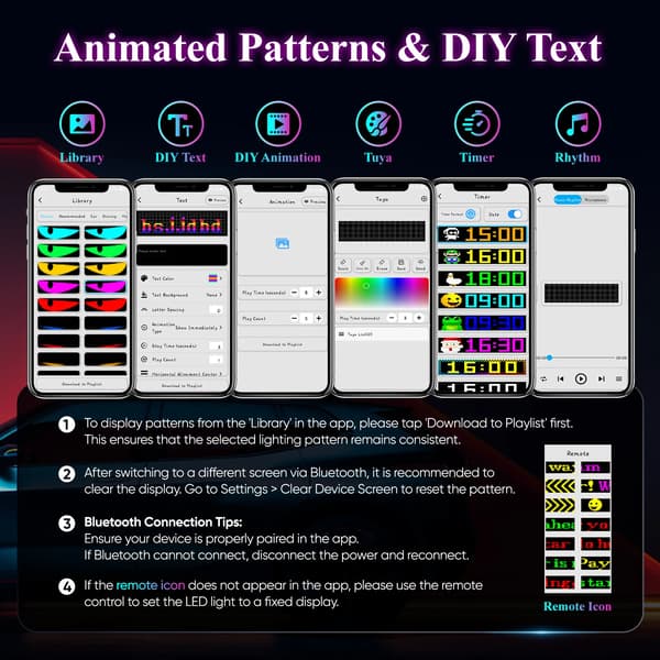 LED Pixel Panel Lys, APP Kontrol, Tilpasselige Effekter,Stil1