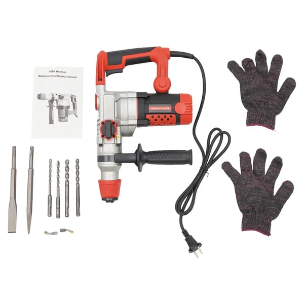 Rotary Hammer Drill, Hög Effekt, Mångsidig Kompatibilitet,Röd, EU