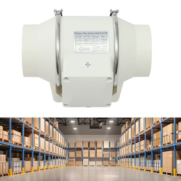 Inline ventilator, 220 m³/t luftstrøm, 2600 RPM motor,Hvid