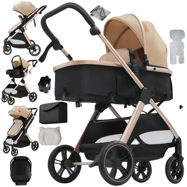 Barnvagn, Lättviktsdesign, Hög Sittplats,V10-BEIGE