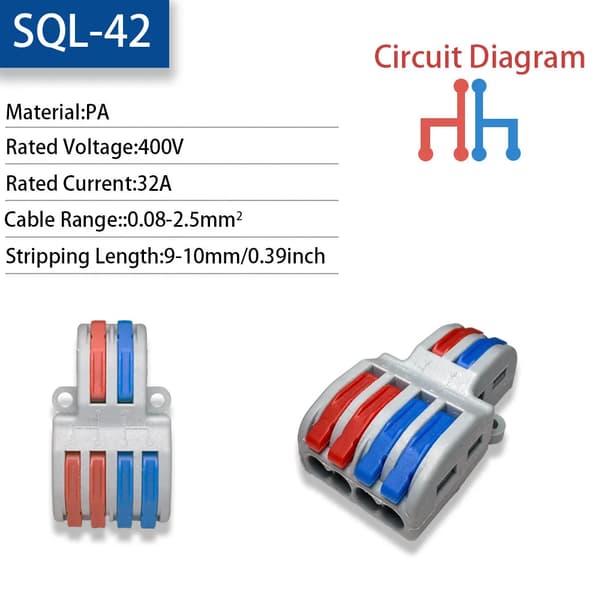 Trådanslutning, Push-in Crimp Terminal Block, Mångsidig Kompatibilitet,10PCS-d, SQL-42