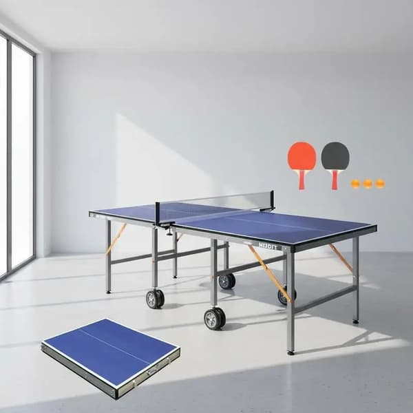 Bordtennisbord, Sammenklappeligt Design, Inkluderer Ketchere og Bolde,Blå
