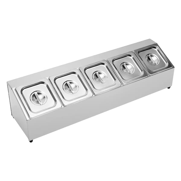 Kryddorganisatör, 5 fack design, hållbart rostfritt stål, silver