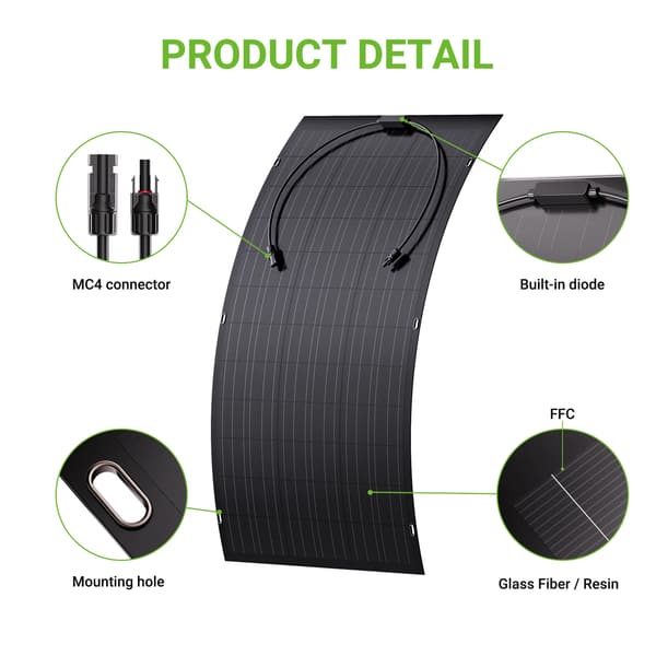 Solpaneler Kit, Flexibel Design, Hög Effektivitet,120W * 2