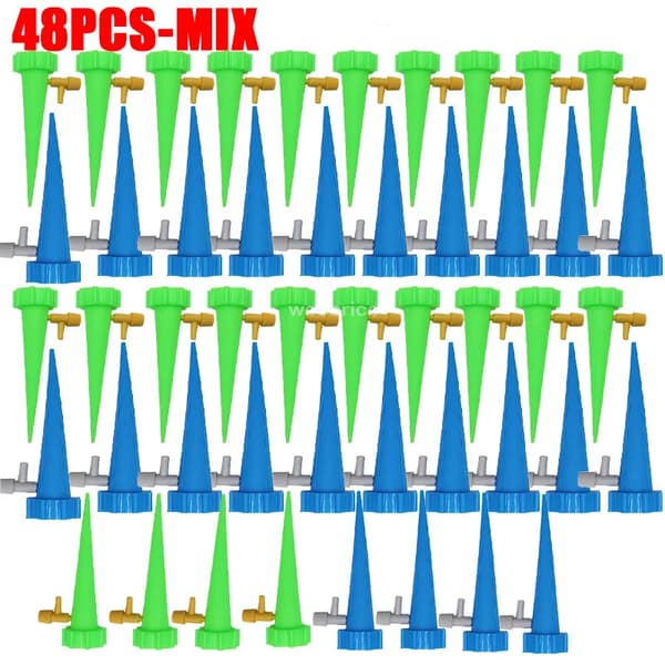 Droppbevattningssystem, Automatisk Vattning, Justerbar Flödeskontroll,48PCS-MIx
