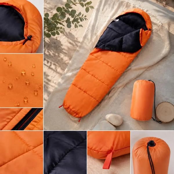 Mumie Sovepose, Holdbart Polyester, Justerbar Hætte,Appelsin