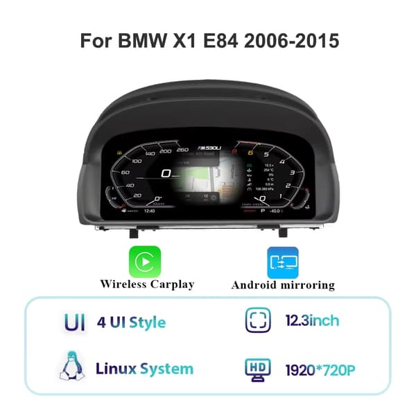 Digitalt instrumentpanel, LCD-skärm, Plug & Play-installation,E84 Med CarPlay