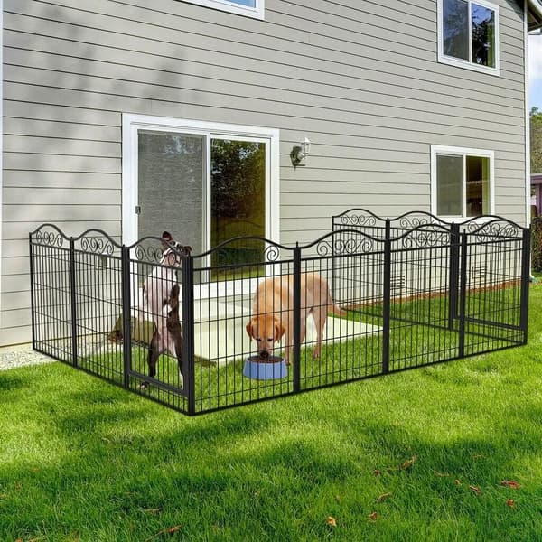 Hundegård, Heavy Duty Metal, Foldbar med Port,Sort