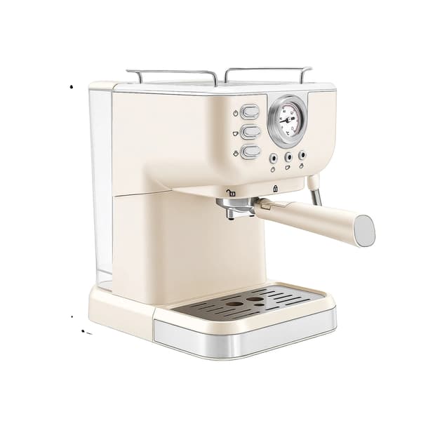 Semi Automatisk Kaffemaskin, 20 Bar Tryck, Ångstav,VIT