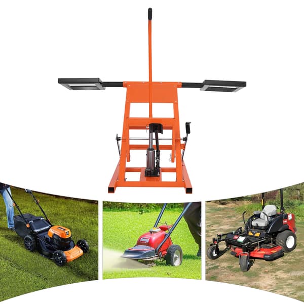 Gräsklipparlyft, 500 lbs kapacitet, justerbar lyfthöjd, Orange