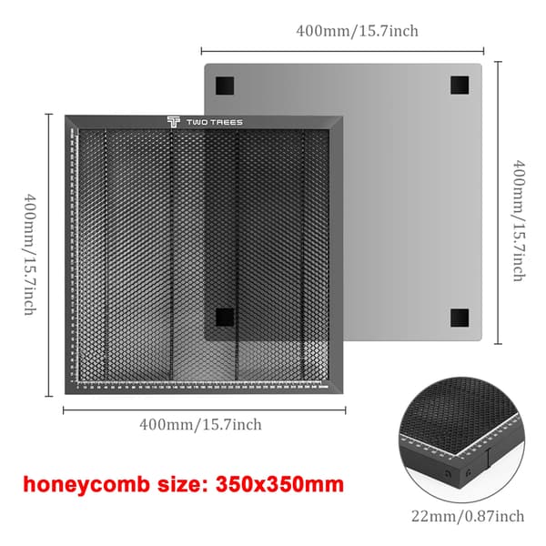 Honningkagepanel, Stødabsorberende Fødder, Integreret Måleskala,400x400mm