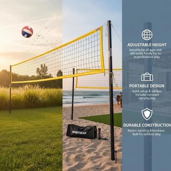 Volleyboldnet, Justerbar Højde, Bærbar Træningssæt,hær grøn
