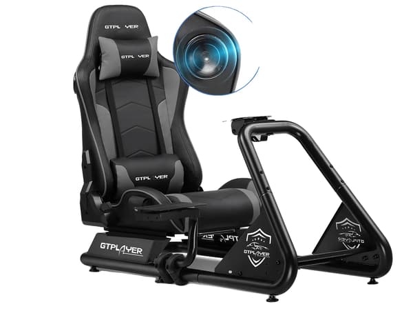 Sim Racing Cockpit, Justerbart Ergonomisk Design, Indbyggede Stereo Højttalere,Grå