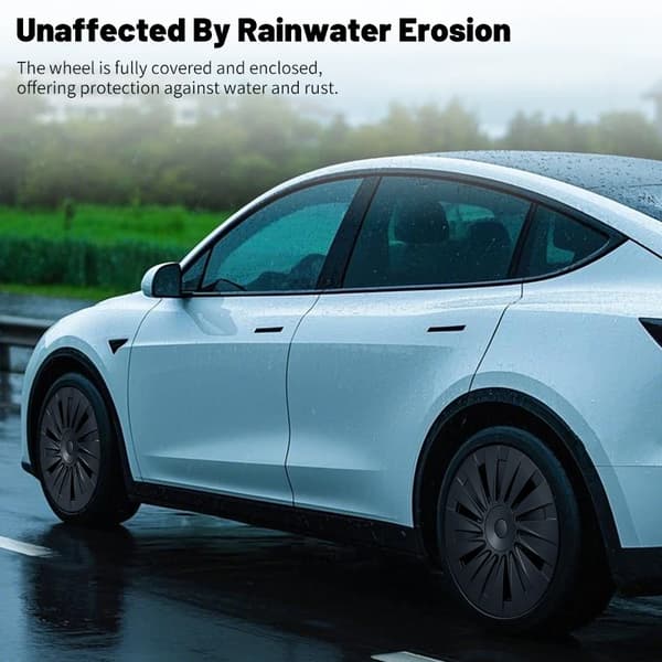 Hjulkapsler, Holdbart Plastik, Bil-specifik Pasform,Til Tesla Standard, Model Y Juniper 18in, Matte Sort