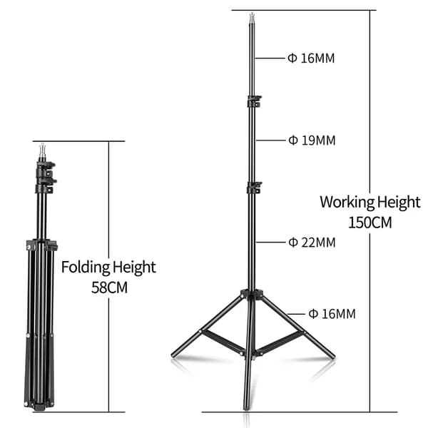 Ljusstativ, Justerbar Höjd, Lättviktsdesign,150cm